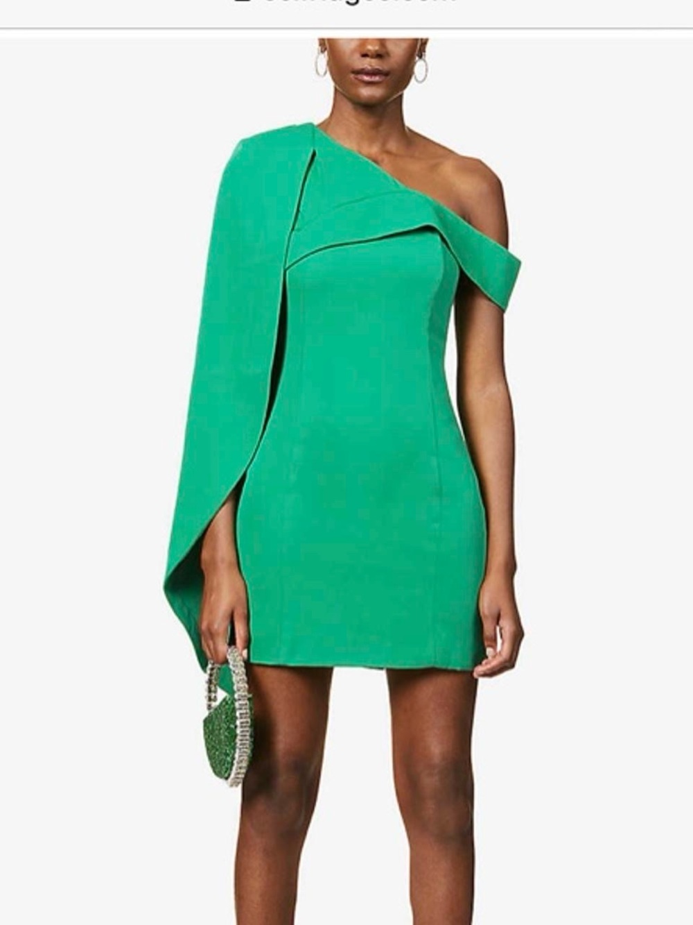 Lavish Alice Emerald One-Shoulder Cape Mini Dress